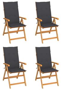 Záhradné stoličky 4 ks s antracitovými podložkami tíkový masív
