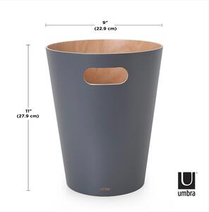 Umbra - Odpadkový kôš Woodrow - tmavo šedá/prírodný - 27,9x22,9x22,9 cm