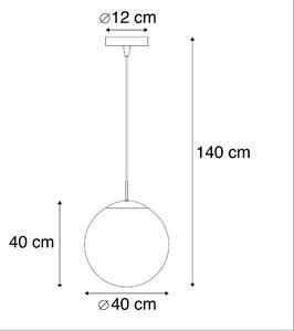 Moderné závesné svietidlo mosadzné s dymovým sklom 40 cm - Guľa