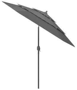 3-stupňový slnečník s hliníkovou tyčou antracitový 2,5 m