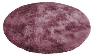 Tmavoružový okrúhly shaggy koberec Ombre Rozmer: 80 cm