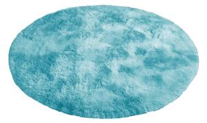 Modrý okrúhly shaggy koberec Ombre Rozmer: 80 cm