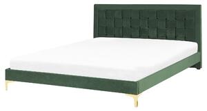 Rám postele 160 x 200 cm zelené zamatové čalúnenie s čelom zlaté nohy spálňa moderný glamour štýl