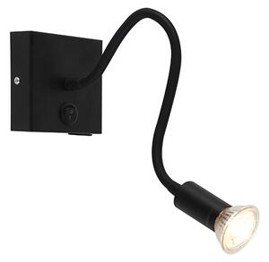 Moderné flexibilné nástenné svietidlo USB čierne - Zeno