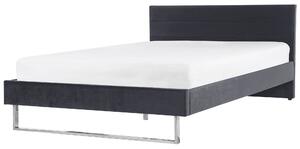 Čalúnená posteľ sivá zamatová EU super king size 180x200 cm sivé čelo strieborné nohy elegantná