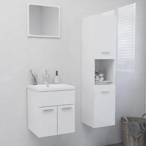 Súprava kúpeľňového nábytku lesklá biela drevotrieska