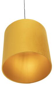 Závesná lampa s velúrovým odtieňom žltá so zlatom 40 cm - Combi