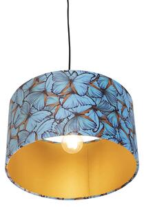 Závesná lampa s velúrovým odtieňom motýle so zlatom 35 cm - Combi