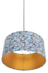 Závesná lampa s velúrovým odtieňom motýle so zlatom 50 cm - Combi