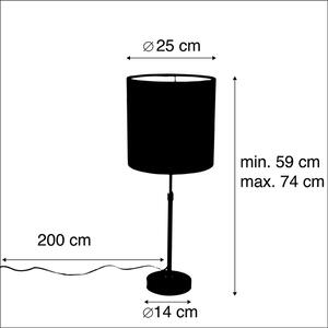 Stolová lampa čierna s velúrovým odtieňom čierna so zlatom 25 cm - Parte