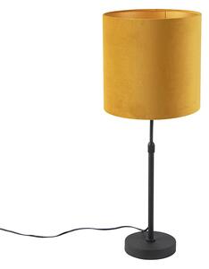 Stolová lampa čierna so zamatovým odtieňom žltá so zlatom 25 cm - Parte