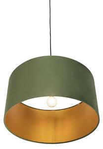 Závesné svietidlo s velúrovým odtieňom zelené so zlatou 50 cm - Combi