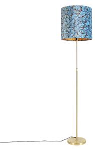 Stojacia lampa zlatá / mosadz so zamatovým odtieňom motýľov 40/40 cm - Parte