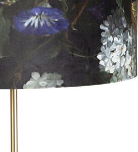 Stojacia lampa zlatá / mosadz so zamatovým odtieňom kvetov 40/40 cm - Parte