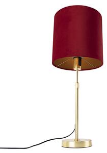 Stolová lampa zlatá / mosadz s červeným zamatovým odtieňom 25 cm - Parte