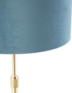 Stolová lampa zlatá / mosadz s velúrovým odtieňom modrá 25 cm - Parte
