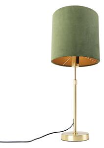 Stolová lampa zlatá / mosadz s velúrovým odtieňom zelená 25 cm - Parte