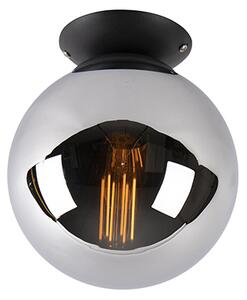 Art Deco stropné svietidlo čierne s dymovým zrkadlom - Pallon