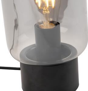 Dizajnová stolná lampa čierna s dymovým sklom - Bliss Cute