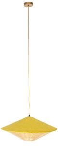 Vidiecka závesná lampa žltý zamat s tŕstím 60 cm - kudrlinka Frills