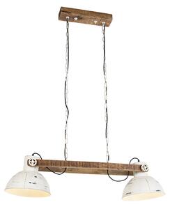 Priemyselná závesná lampa biela s mangovým drevom 2-svetlá - Mango