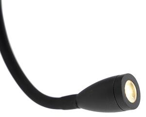 Moderné nástenné svietidlo čierne 2-svetlo s USB a ohybným ramenom - Flero