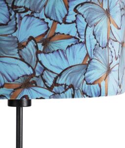 Stojacia lampa čierna s velúrovým odtieňom motýle 35 cm - Parte