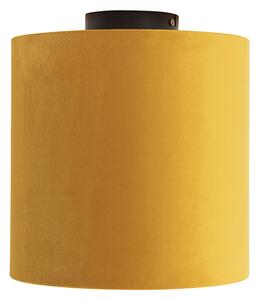 Stropné svietidlo s velúrovým odtieňom okrové so zlatom 25 cm - čierna Combi