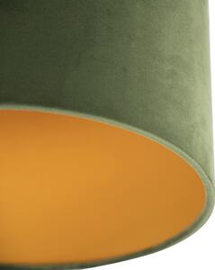 Stropné svietidlo s velúrovým odtieňom zelené so zlatým 25 cm - čierne Combi