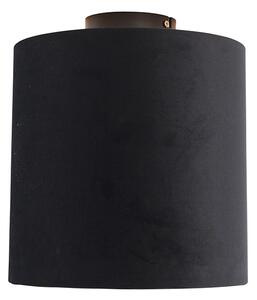 Stropná lampa s velúrovým tienidlom čierna so zlatom 25 cm - čierna Combi