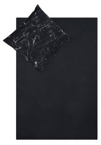 Čierne obliečky na jednolôžko z bavlneného perkálu Westwing Collection Malin, 155 x 220 cm