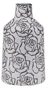 Váza na kvety biela s čiernymi keramickými vodotesnými ružami Motf Crackle Effect so zvetraným dizajnom