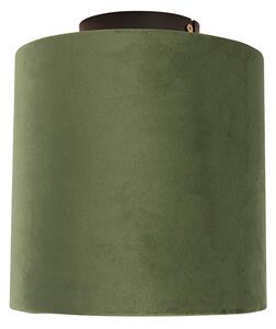 Stropné svietidlo s velúrovým odtieňom zelené so zlatým 20 cm - čierne Combi