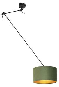 Závesná lampa s velúrovým odtieňom zelená so zlatou 35 cm - Blitz I čierna
