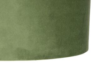 Závesná lampa s velúrovým odtieňom zelená so zlatou 35 cm - Blitz I čierna