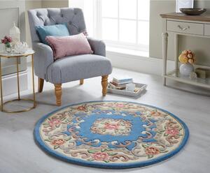 Modrý vlnený koberec Flair Rugs Aubusson, ⌀ 120 cm
