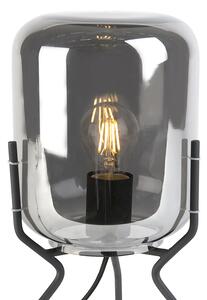 Elegantná stolová lampa čierna s dymovým sklom vrátane WiFi A60 - Bliss