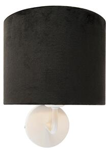 Vintage nástenné svietidlo biele s čiernym velúrovým tienidlom - matné