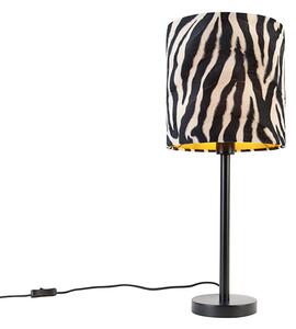 Moderná stolná lampa čierna s tienidlom zebra 25 cm - Simplo