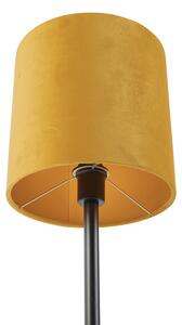 Stolná lampa Art Deco čierna so žltým tienidlom 25 cm - Simplo