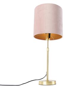Stolová lampa zlatá / mosadz s ružovým zamatovým odtieňom 25 cm - Parte