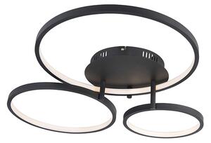 Moderné stropné svietidlo čierne vrátane LED a stmievača - Rondas