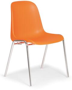 Plastová jedálenská stolička ELENA, oranžová, chrómované nohy