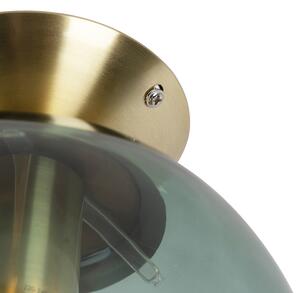 Stropná lampa v štýle art deco mosadz so zeleným sklom - Pallon