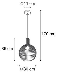 Dizajnové kruhové závesné svietidlo čierne 30 cm - Wire Dos