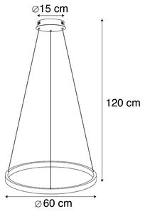 Moderné kruhové závesné svietidlo zlaté 60 cm vrátane LED - Anella
