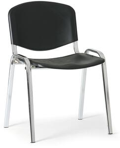 Plastová stolička ISO, čierna, konštrukcia chrómovaná