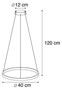 Moderné kruhové závesné svietidlo strieborné 40 cm vrátane LED - Anella