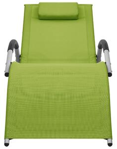 Záhradné ležadlo textilén zelené a sivé