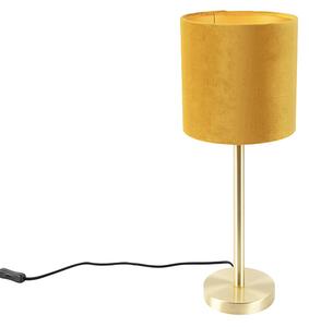 Stolová lampa mosadz so žltým tienidlom 20 cm - Simplo